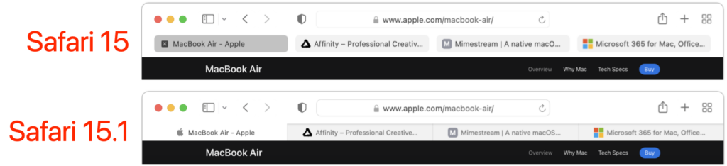 Safari 15.1 Reverses Course, Reverts to Old Tab Interface
