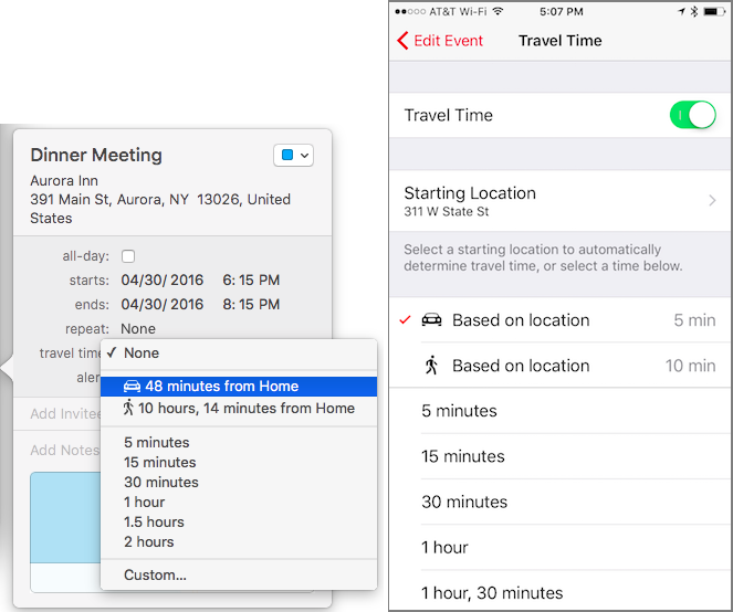 Calendar-SetTravelTime